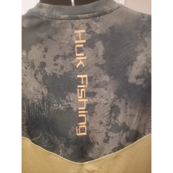 Huk Fishing T-Shirt Mens Large L Brown Camo Performance Short Sleeve UPF Stretch - Picture 10 of 13